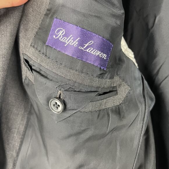 Ralph Lauren Purple Label Wool Blazer Sport Coat Mens 40R Gray Italy FLAWS - Picture 3 of 16